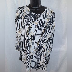 Erm London Graphic Black and White Blouse